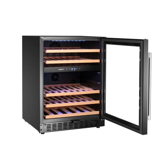 Arktic Weinkühler, 2 Zonen, 46 Flaschen, Schwarz, 570x595x(H)820mm 2 Arktic Weinkühler, 2 Zonen, 46 Flaschen, Schwarz, 570x595x(H)820mm