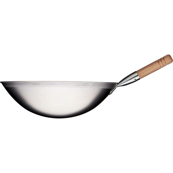 Wok-Pfanne, Edelstahl gebürstet, 400x120 mm (ØxH) Wok-Pfanne, Edelstahl gebürstet, 400x120 mm (ØxH)