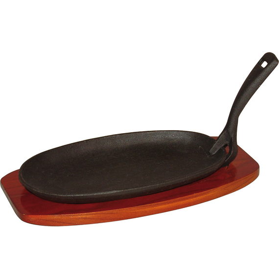 Servierpfanne, Gusseisen mit Holzuntersetzer, 240x140x25 mm (BxTxH) Servierpfanne, Gusseisen mit Holzuntersetzer, 240x140x25 mm (BxTxH)