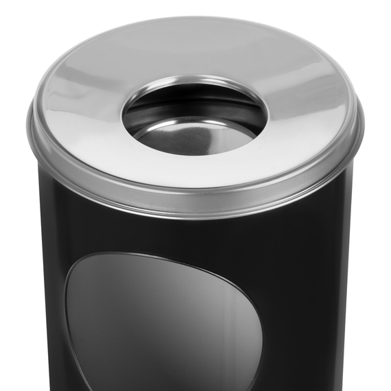 Standaschenbecher mit Papierkorb, schwarz 2 Standaschenbecher mit Papierkorb, schwarz