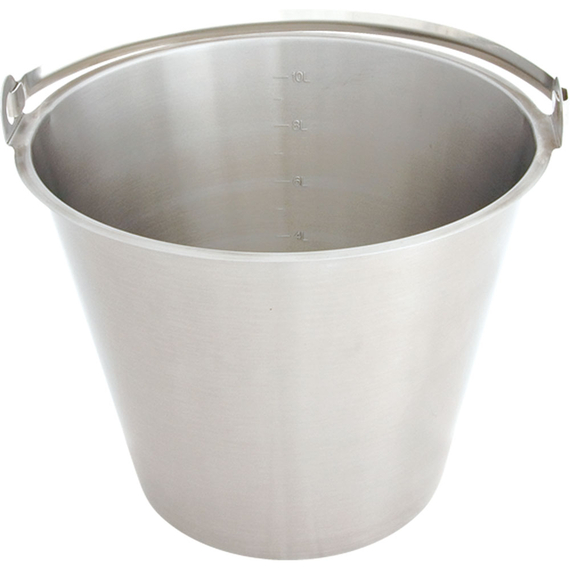 Edelstahleimer, ohne Bodenreifen, mit Maßeinteilung, 7 Liter Edelstahleimer, ohne Bodenreifen, mit Maßeinteilung, 7 Liter