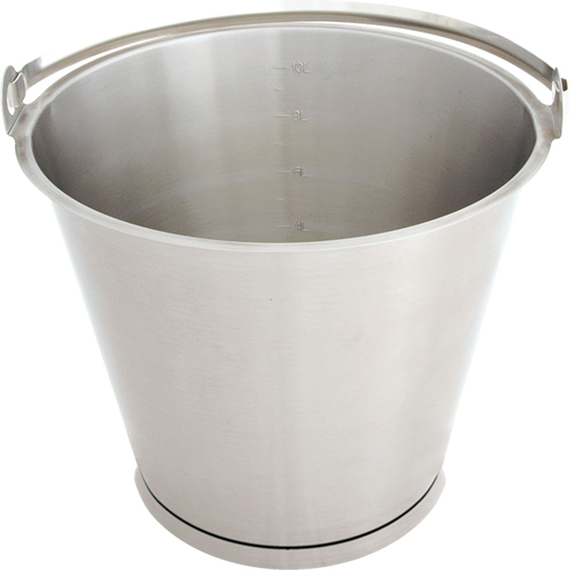 Edelstahleimer, mit Bodenreifen, mit Maßeinteilung, stapelbar, 15 Liter Edelstahleimer, mit Bodenreifen, mit Maßeinteilung, stapelbar, 15 Liter