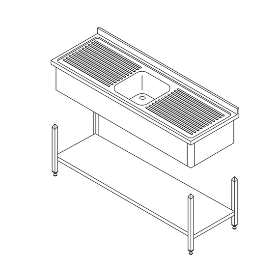 Maxima Gastro Spültisch - 120 x 60 cm - mit Waschbecken und Backsplash - inkl. Lagerregal Maxima Gastro Spültisch - 120 x 60 cm - mit Waschbecken und Backsplash - inkl. Lagerregal