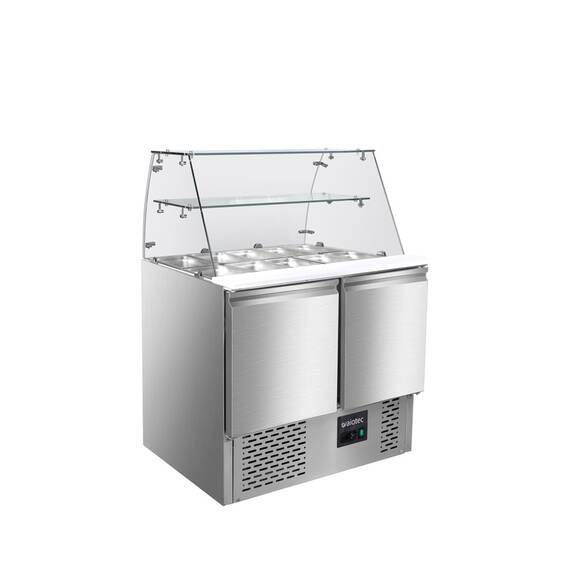 Vaiotec Saladette / 2-fach mit eckigem Glasaufsatz, 900 x 700 mm Vaiotec Saladette / 2-fach mit eckigem Glasaufsatz, 900 x 700 mm