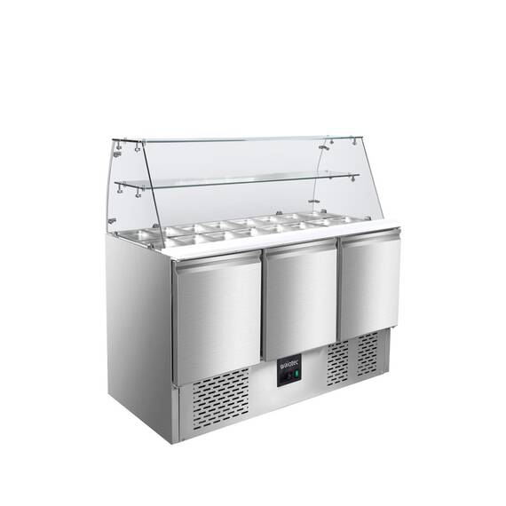 Vaiotec Saladette / 3-fach mit eckigem Glasaufsatz, 1365 x 700 mm Vaiotec Saladette / 3-fach mit eckigem Glasaufsatz, 1365 x 700 mm