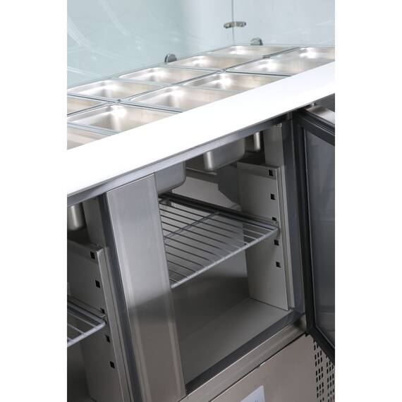 Vaiotec Saladette / 3-fach mit eckigem Glasaufsatz, 1365 x 700 mm 9 Vaiotec Saladette / 3-fach mit eckigem Glasaufsatz, 1365 x 700 mm