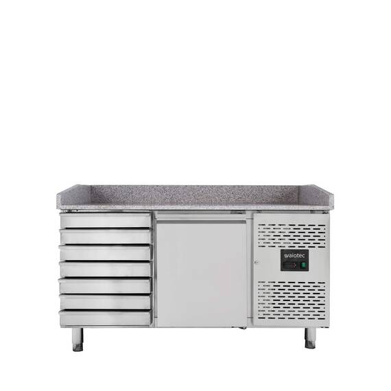 Vaiotec Pizzakühltisch / 1-türig & 7 Schubladen "grau", 1510 x 800 mm Vaiotec Pizzakühltisch / 1-türig & 7 Schubladen "grau", 1510 x 800 mm