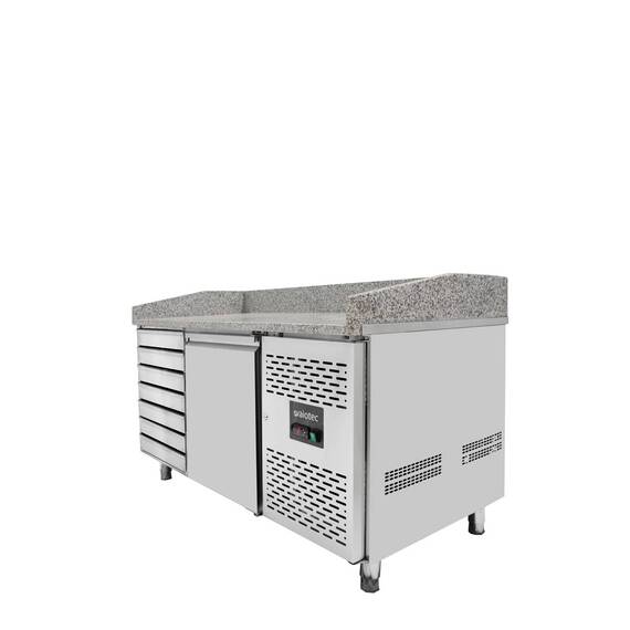 Vaiotec Pizzakühltisch / 1-türig & 7 Schubladen "grau", 1510 x 800 mm 2 Vaiotec Pizzakühltisch / 1-türig & 7 Schubladen "grau", 1510 x 800 mm