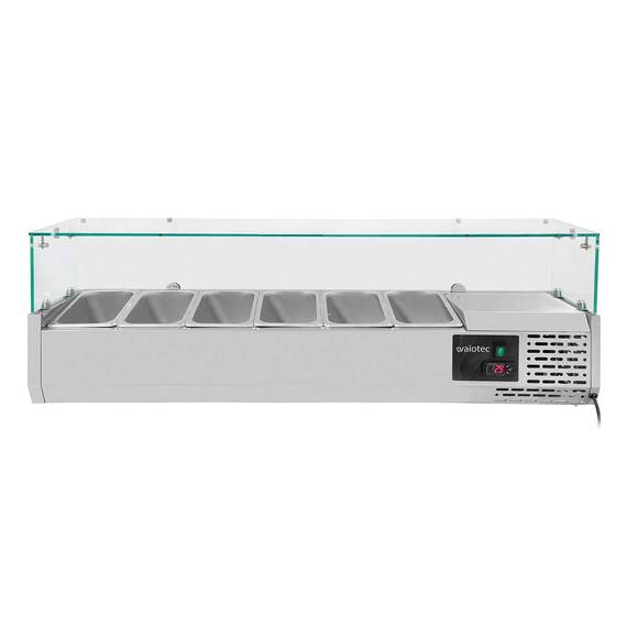 Vaiotec Kühlaufsatz mit Glasabdeckung 6xGN1/4, 1400 x 335 mm Vaiotec Kühlaufsatz mit Glasabdeckung 6xGN1/4, 1400 x 335 mm