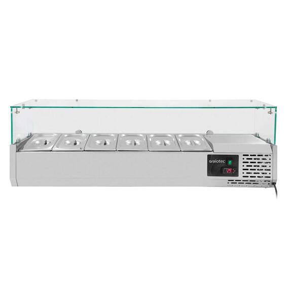 Vaiotec Kühlaufsatz mit Glasabdeckung 6xGN1/4, 1400 x 335 mm 1 Vaiotec Kühlaufsatz mit Glasabdeckung 6xGN1/4, 1400 x 335 mm