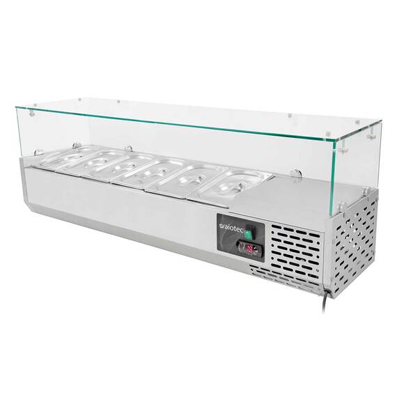 Vaiotec Kühlaufsatz mit Glasabdeckung 6xGN1/4, 1400 x 335 mm 2 Vaiotec Kühlaufsatz mit Glasabdeckung 6xGN1/4, 1400 x 335 mm