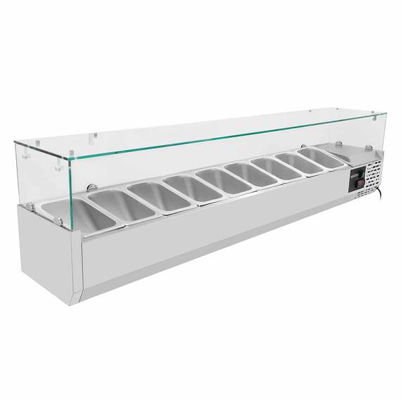 Vaiotec Kühlaufsatz mit Glasabdeckung 10xGN1/4, 2000 x 335 mm 2 Vaiotec Kühlaufsatz mit Glasabdeckung 10xGN1/4, 2000 x 335 mm