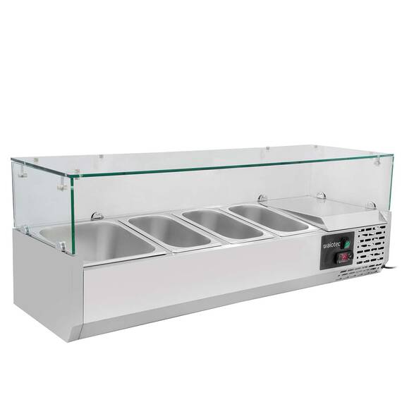 Vaiotec Kühlaufsatz mit Glasabdeckung 3xGN1/3 + 1xGN1/2, 1200 x 395 mm 1 Vaiotec Kühlaufsatz mit Glasabdeckung 3xGN1/3 + 1xGN1/2, 1200 x 395 mm