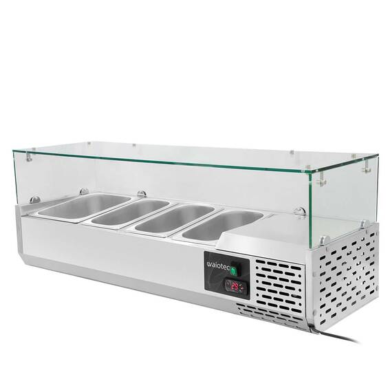 Vaiotec Kühlaufsatz mit Glasabdeckung 3xGN1/3 + 1xGN1/2, 1200 x 395 mm 2 Vaiotec Kühlaufsatz mit Glasabdeckung 3xGN1/3 + 1xGN1/2, 1200 x 395 mm