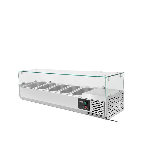 Vaiotec Kühlaufsatz mit Glasabdeckung 4xGN1/3 + 1xGN1/2, 1400 x 395 mm 1 Vaiotec Kühlaufsatz mit Glasabdeckung 4xGN1/3 + 1xGN1/2, 1400 x 395 mm