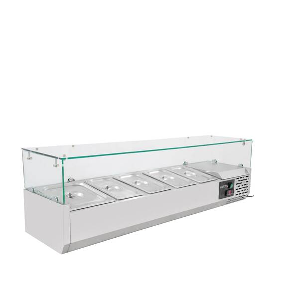 Vaiotec Kühlaufsatz mit Glasabdeckung 4xGN1/3 + 1xGN1/2, 1400 x 395 mm 2 Vaiotec Kühlaufsatz mit Glasabdeckung 4xGN1/3 + 1xGN1/2, 1400 x 395 mm