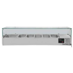 Vaiotec Kühlaufsatz mit Glasabdeckung 5xGN1/3 + 1xGN1/2, 1500 x 395 mm