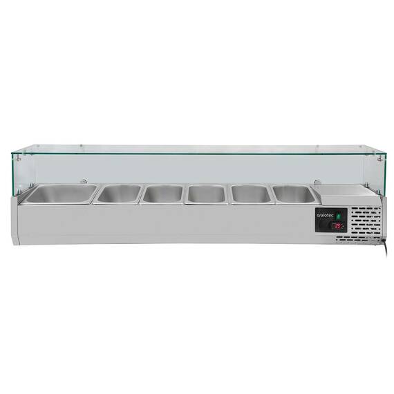 Vaiotec Kühlaufsatz mit Glasabdeckung 5xGN1/3 + 1xGN1/2, 1500 x 395 mm Vaiotec Kühlaufsatz mit Glasabdeckung 5xGN1/3 + 1xGN1/2, 1500 x 395 mm