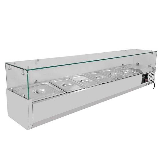 Vaiotec Kühlaufsatz mit Glasabdeckung 5xGN1/3 + 1xGN1/2, 1500 x 395 mm 1 Vaiotec Kühlaufsatz mit Glasabdeckung 5xGN1/3 + 1xGN1/2, 1500 x 395 mm