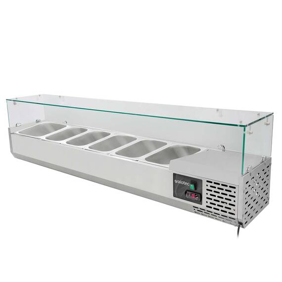 Vaiotec Kühlaufsatz mit Glasabdeckung 5xGN1/3 + 1xGN1/2, 1500 x 395 mm 2 Vaiotec Kühlaufsatz mit Glasabdeckung 5xGN1/3 + 1xGN1/2, 1500 x 395 mm