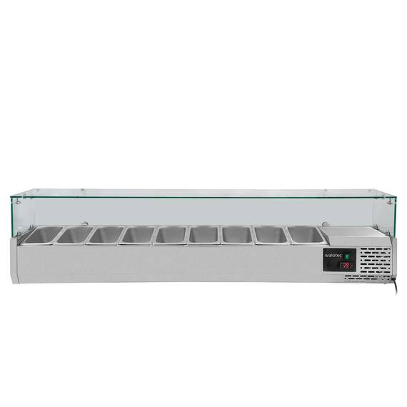 Vaiotec Kühlaufsatz mit Glasabdeckung 9xGN1/3, 2000 x 395 mm Vaiotec Kühlaufsatz mit Glasabdeckung 9xGN1/3, 2000 x 395 mm