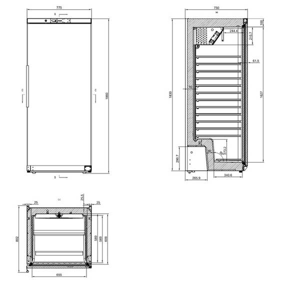 Vaiotec Lagertiefkühlschrank ABS / 580 Liter, 775 x 750 mm 9 Vaiotec Lagertiefkühlschrank ABS / 580 Liter, 775 x 750 mm