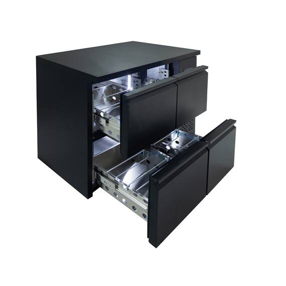 Vaiotec Barkühltisch schwarz / 4 Schubladen - 280 l, 1465 x 520 mm 3 Vaiotec Barkühltisch schwarz / 4 Schubladen - 280 l, 1465 x 520 mm