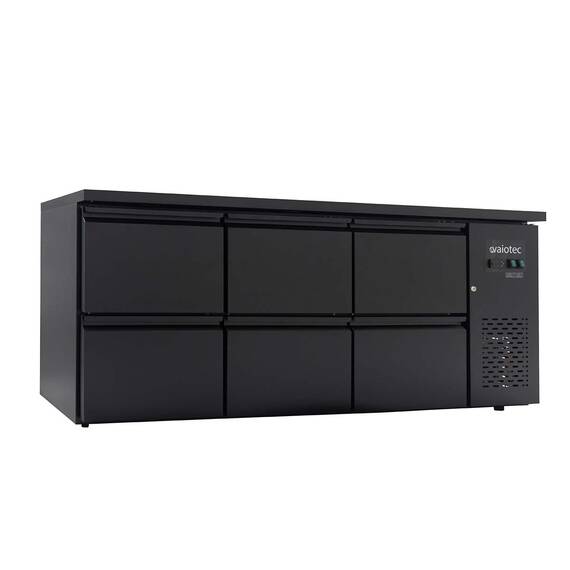 Vaiotec Barkühltisch schwarz / 6 Schubladen - 425 l, 2005 x 520 mm 1 Vaiotec Barkühltisch schwarz / 6 Schubladen - 425 l, 2005 x 520 mm