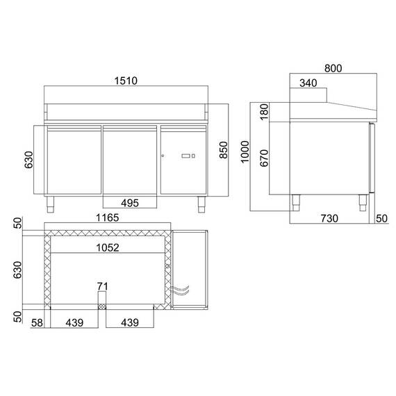 Vaiotec Pizzakühltisch / 2-türig "schwarz", 1510 x 800 mm 8 Vaiotec Pizzakühltisch / 2-türig "schwarz", 1510 x 800 mm