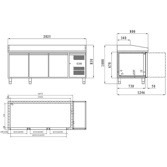 Vaiotec Pizzakühltisch / 3-türig "schwarz", 2020 x 800 mm 8 Vaiotec Pizzakühltisch / 3-türig "schwarz", 2020 x 800 mm