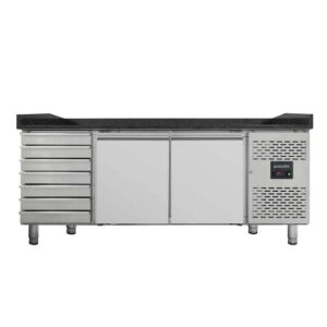 Vaiotec Pizzakühltisch / 2-türig & 7 Schubladen "schwarz", 2020 x 800 mm