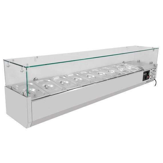 Vaiotec Kühlaufsatz mit Glasabdeckung 9xGN1/4, 1800 x 335 mm 1 Vaiotec Kühlaufsatz mit Glasabdeckung 9xGN1/4, 1800 x 335 mm