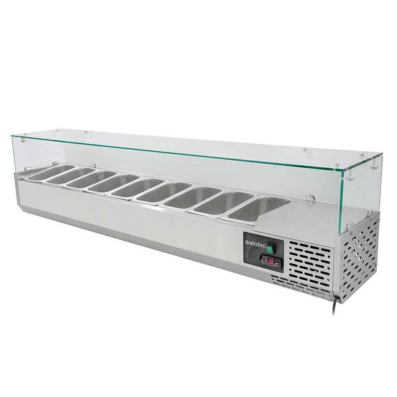 Vaiotec Kühlaufsatz mit Glasabdeckung 9xGN1/4, 1800 x 335 mm 2 Vaiotec Kühlaufsatz mit Glasabdeckung 9xGN1/4, 1800 x 335 mm