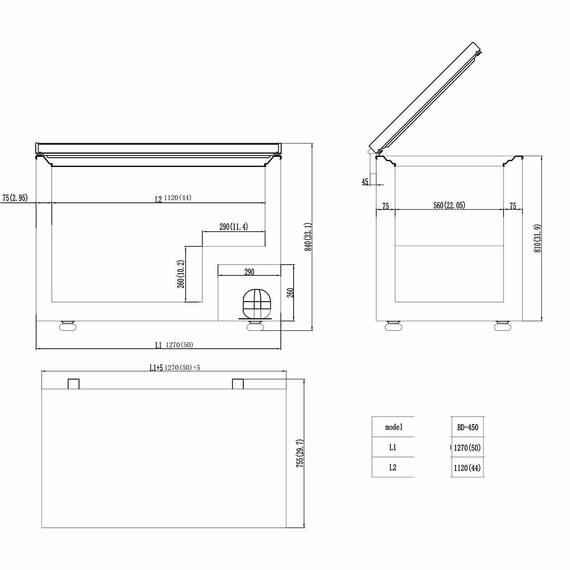 Vaiotec Kühl/Tiefkühltruhe 450 mit Klappdeckel, 1275 x 750 mm 6 Vaiotec Kühl/Tiefkühltruhe 450 mit Klappdeckel, 1275 x 750 mm