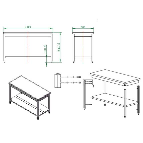 Vaiotec Arbeitstisch / mit Grundboden, 1400 x 600 mm 2 Vaiotec Arbeitstisch / mit Grundboden, 1400 x 600 mm