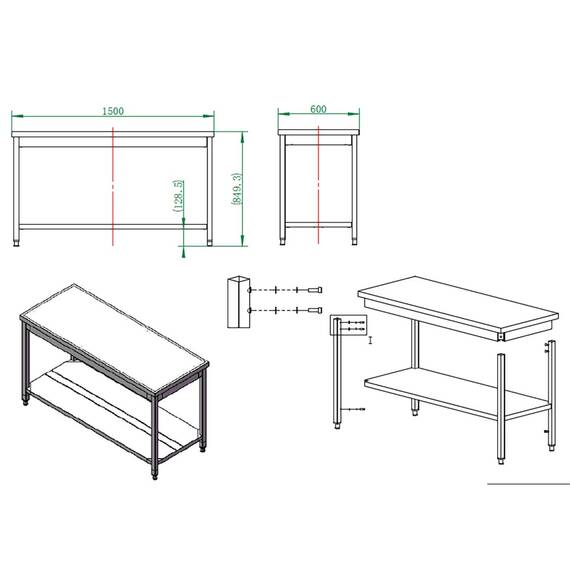 Vaiotec Arbeitstisch / mit Grundboden, 1500 x 600 mm 2 Vaiotec Arbeitstisch / mit Grundboden, 1500 x 600 mm