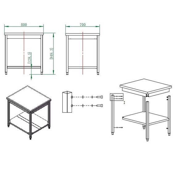 Vaiotec Arbeitstisch / mit Grundboden, 800 x 700 mm 2 Vaiotec Arbeitstisch / mit Grundboden, 800 x 700 mm