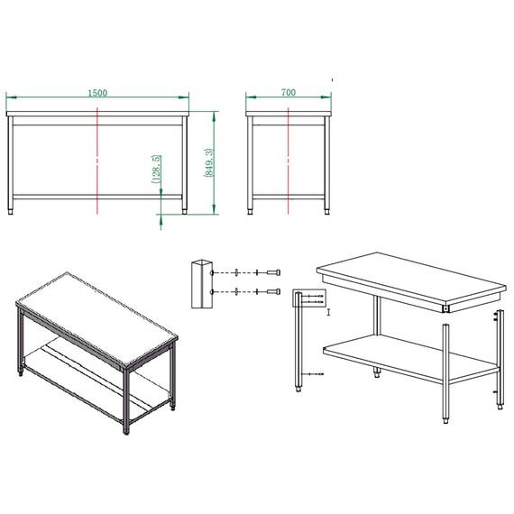 Vaiotec Arbeitstisch / mit Grundboden, 1500 x 700 mm 2 Vaiotec Arbeitstisch / mit Grundboden, 1500 x 700 mm