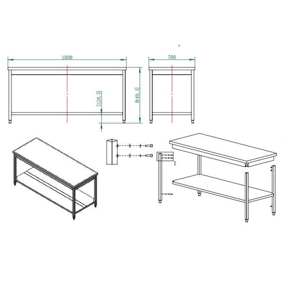 Vaiotec Arbeitstisch / mit Grundboden, 1800 x 700 mm 2 Vaiotec Arbeitstisch / mit Grundboden, 1800 x 700 mm