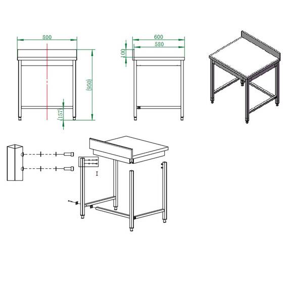 Vaiotec Arbeitstisch / unterfahrbar mit Aufkantung, 800 x 600 mm 3 Vaiotec Arbeitstisch / unterfahrbar mit Aufkantung, 800 x 600 mm