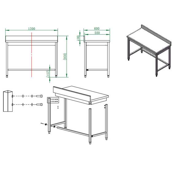Vaiotec Arbeitstisch / unterfahrbar mit Aufkantung, 1200 x 600 mm 3 Vaiotec Arbeitstisch / unterfahrbar mit Aufkantung, 1200 x 600 mm