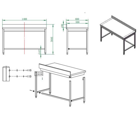 Vaiotec Arbeitstisch / unterfahrbar mit Aufkantung, 1400 x 600 mm 3 Vaiotec Arbeitstisch / unterfahrbar mit Aufkantung, 1400 x 600 mm