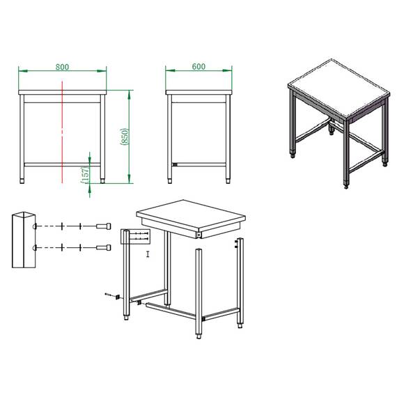 Vaiotec Arbeitstisch / unterfahrbar, 800 x 600 mm 3 Vaiotec Arbeitstisch / unterfahrbar, 800 x 600 mm