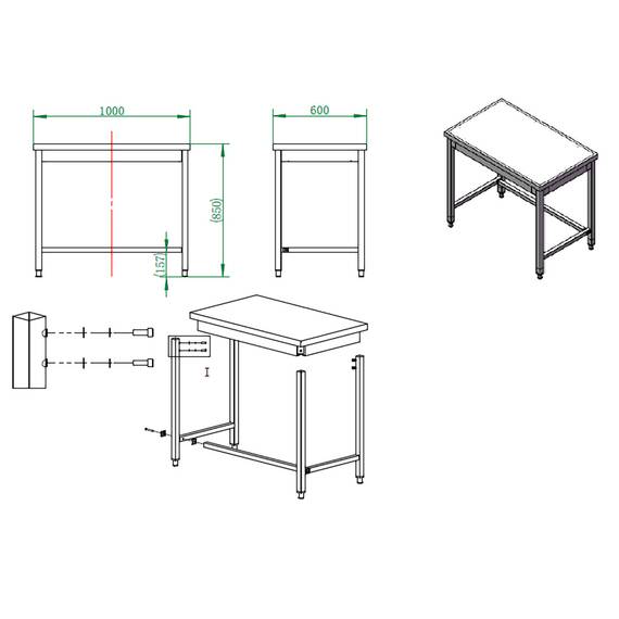 Vaiotec Arbeitstisch / unterfahrbar, 1000 x 600 mm 3 Vaiotec Arbeitstisch / unterfahrbar, 1000 x 600 mm