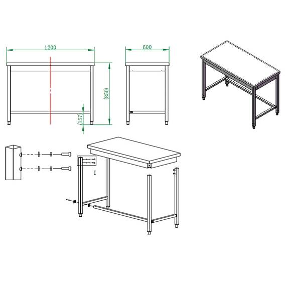 Vaiotec Arbeitstisch / unterfahrbar, 1200 x 600 mm 3 Vaiotec Arbeitstisch / unterfahrbar, 1200 x 600 mm