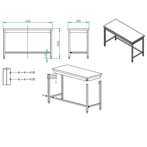 Vaiotec Arbeitstisch / unterfahrbar, 1400 x 600 mm 3 Vaiotec Arbeitstisch / unterfahrbar, 1400 x 600 mm