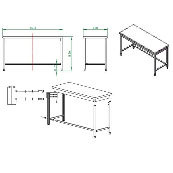 Vaiotec Arbeitstisch / unterfahrbar, 1500 x 600 mm 3 Vaiotec Arbeitstisch / unterfahrbar, 1500 x 600 mm