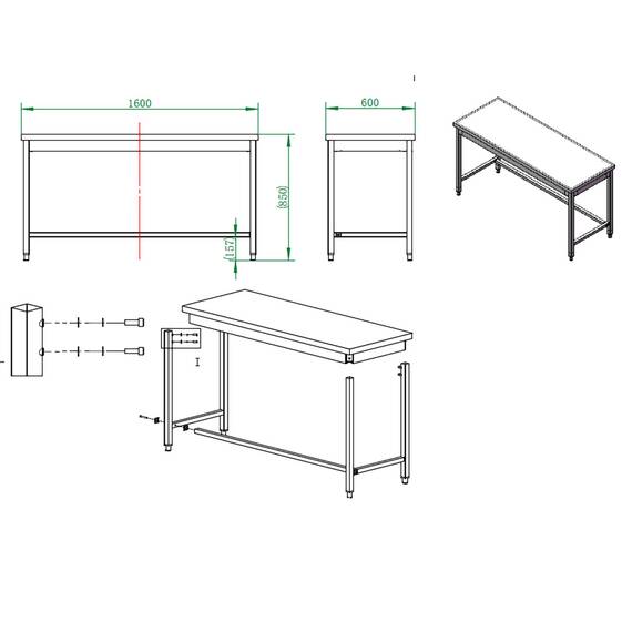Vaiotec Arbeitstisch / unterfahrbar, 1600 x 600 mm 3 Vaiotec Arbeitstisch / unterfahrbar, 1600 x 600 mm