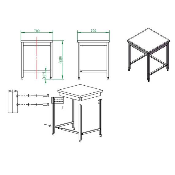Vaiotec Arbeitstisch / unterfahrbar, 700 x 700 mm 3 Vaiotec Arbeitstisch / unterfahrbar, 700 x 700 mm