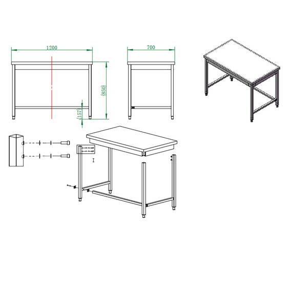 Vaiotec Arbeitstisch / unterfahrbar, 1200 x 700 mm 3 Vaiotec Arbeitstisch / unterfahrbar, 1200 x 700 mm